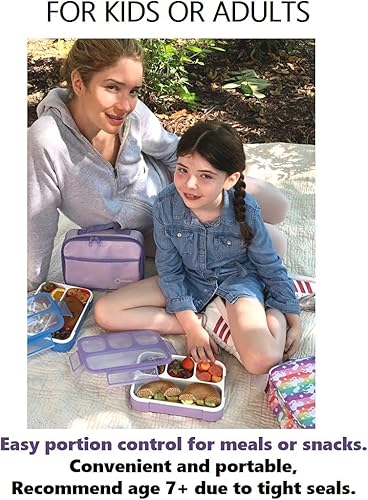 Miniatura 4 de Bento-Box con bolsa de almuerzo y bolsa de hielo. Contenedores para niños, niñas, adultos, aperitivos y almuerzos. 4 compartimentos, cajas de