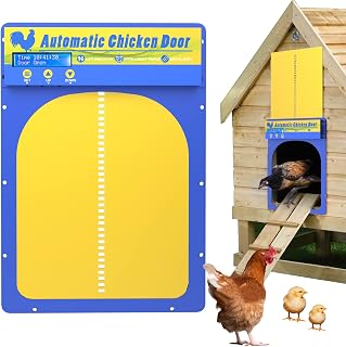 N.thr Automatic Chicken Coop Door with Timer, Gear Lifter Poultry Gate,Battery Powered, Evening and Morning Delay, Full Aluminum Door, Automatic Chicken Door Opener with LED Liquid Crystal Display