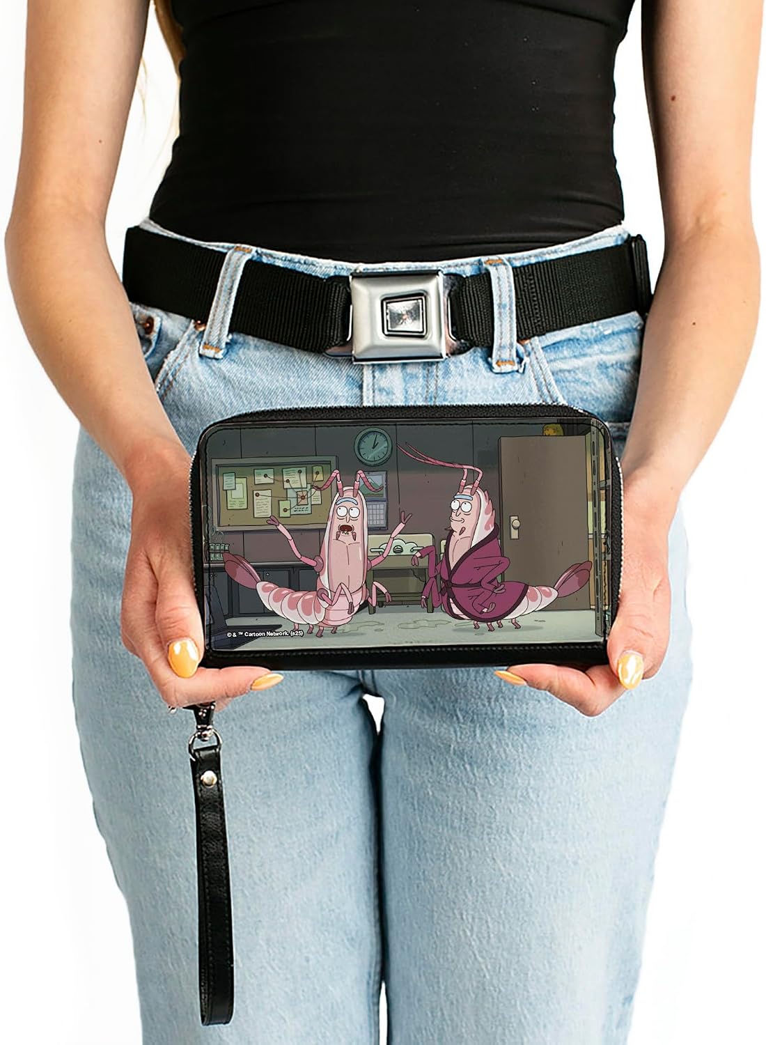 Buckle-Down Rick and Morty Wallet, Zip Around, Rick and Morty Shrimp Ricks Talking Scene, Vegan Leather