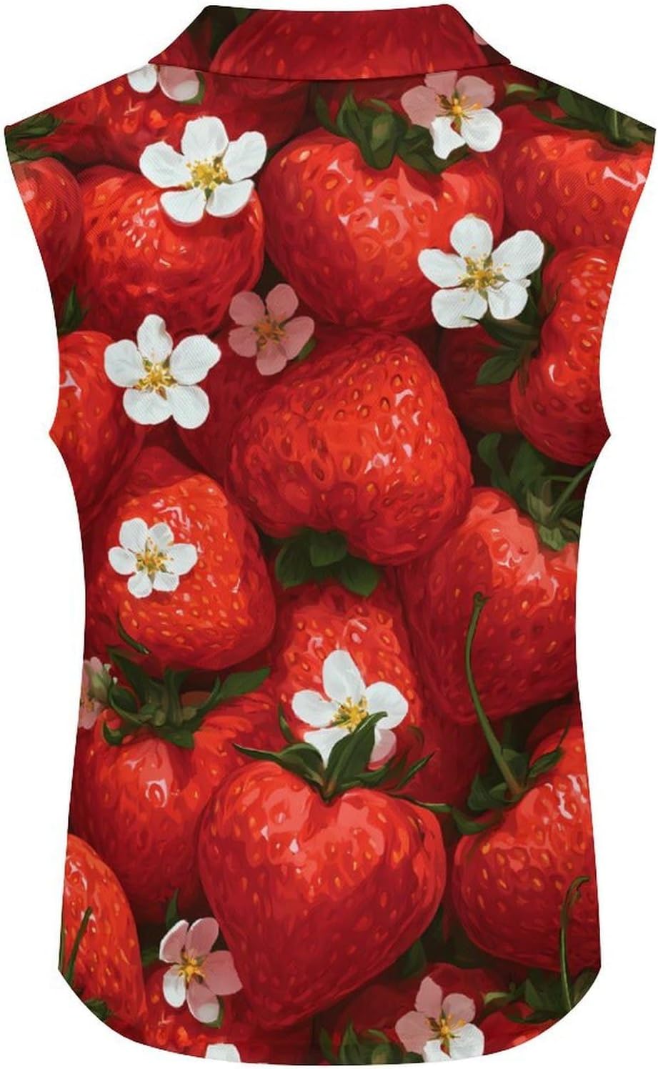 Heart Strawberry Women Sleeveless Collared Golf Polo Shirt | V Neck Tank Top,Breathable Tennis Shirts