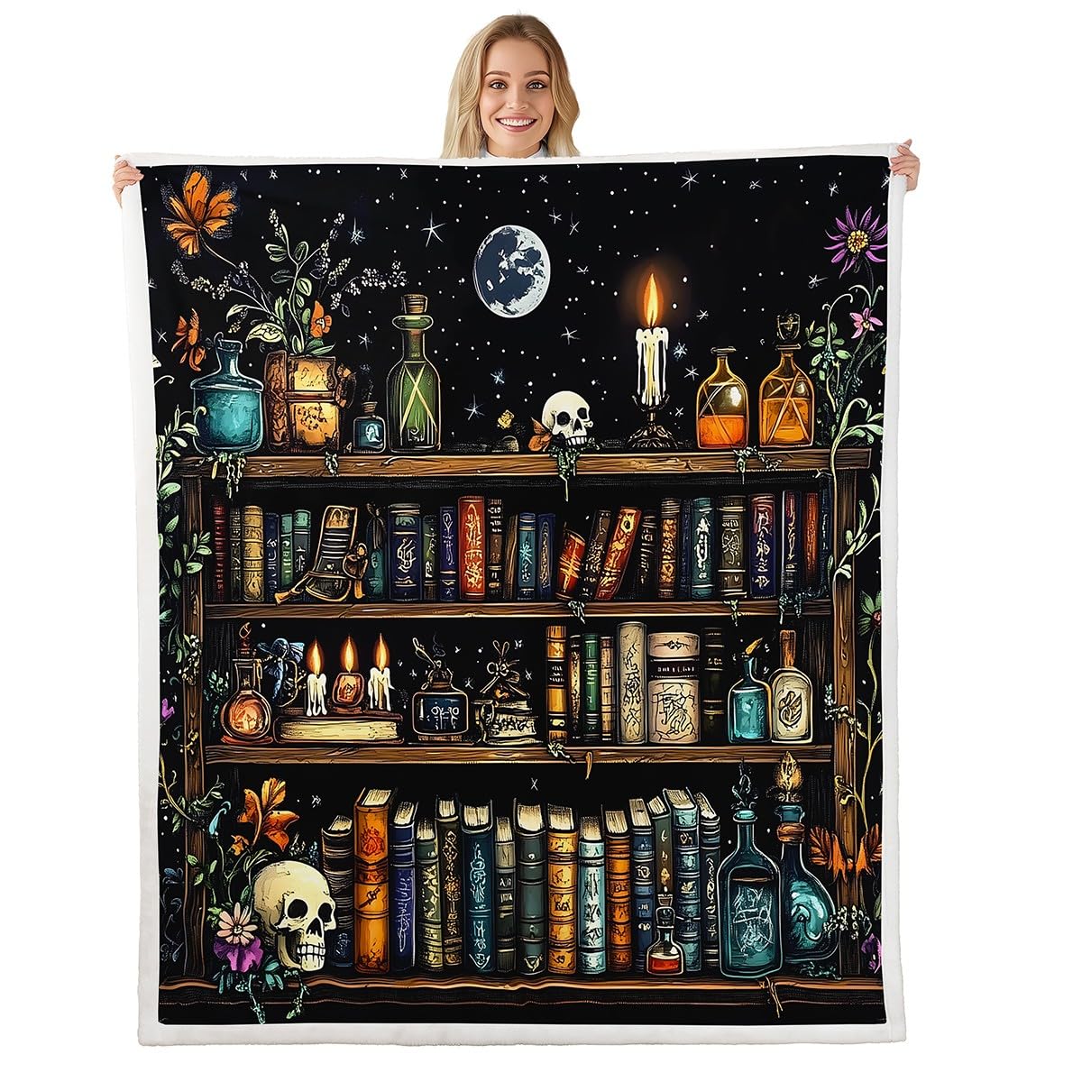 Couverture polaire magique hippie Halloween Manfei plaid tête de mort pour lit