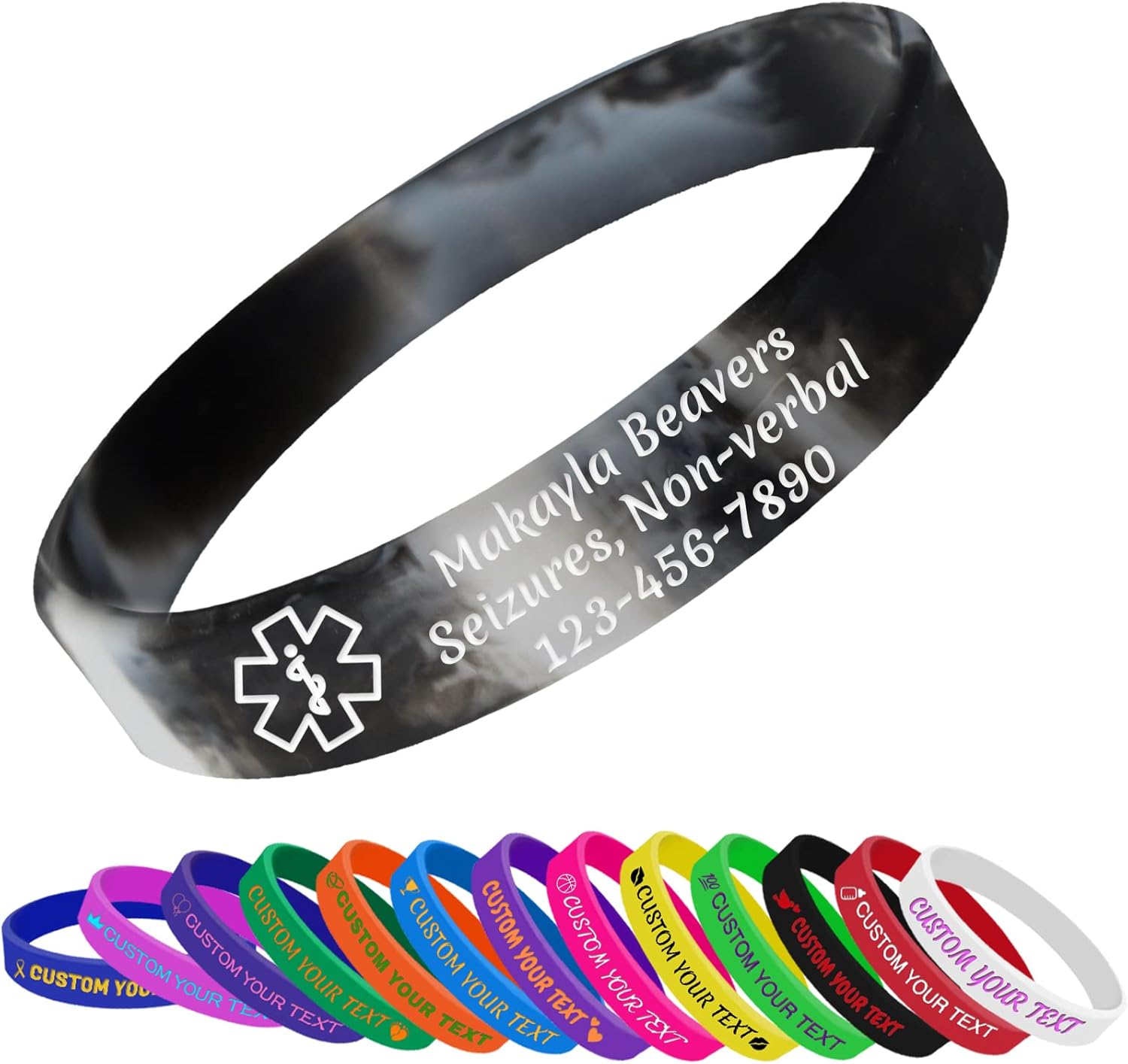 Personalized Medical Alert Bracelet Silicone Custom Rubber