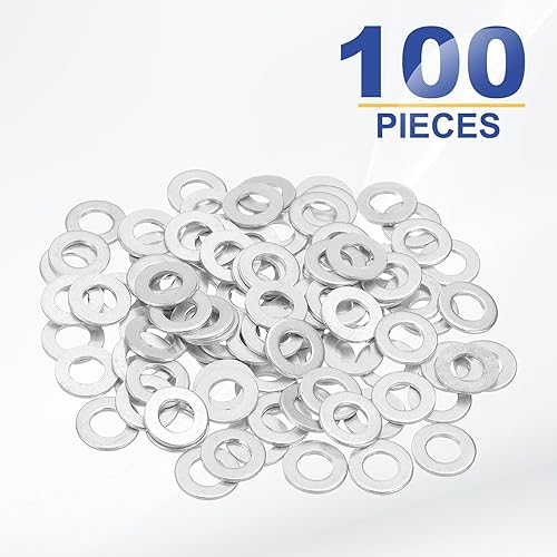 Miniatura 3 de PATIKIL Arandelas planas M6 x 0.472 x 0.039 in, 100 juntas de aluminio para drenaje automotriz de anillo plano, espaciadores de arandela para