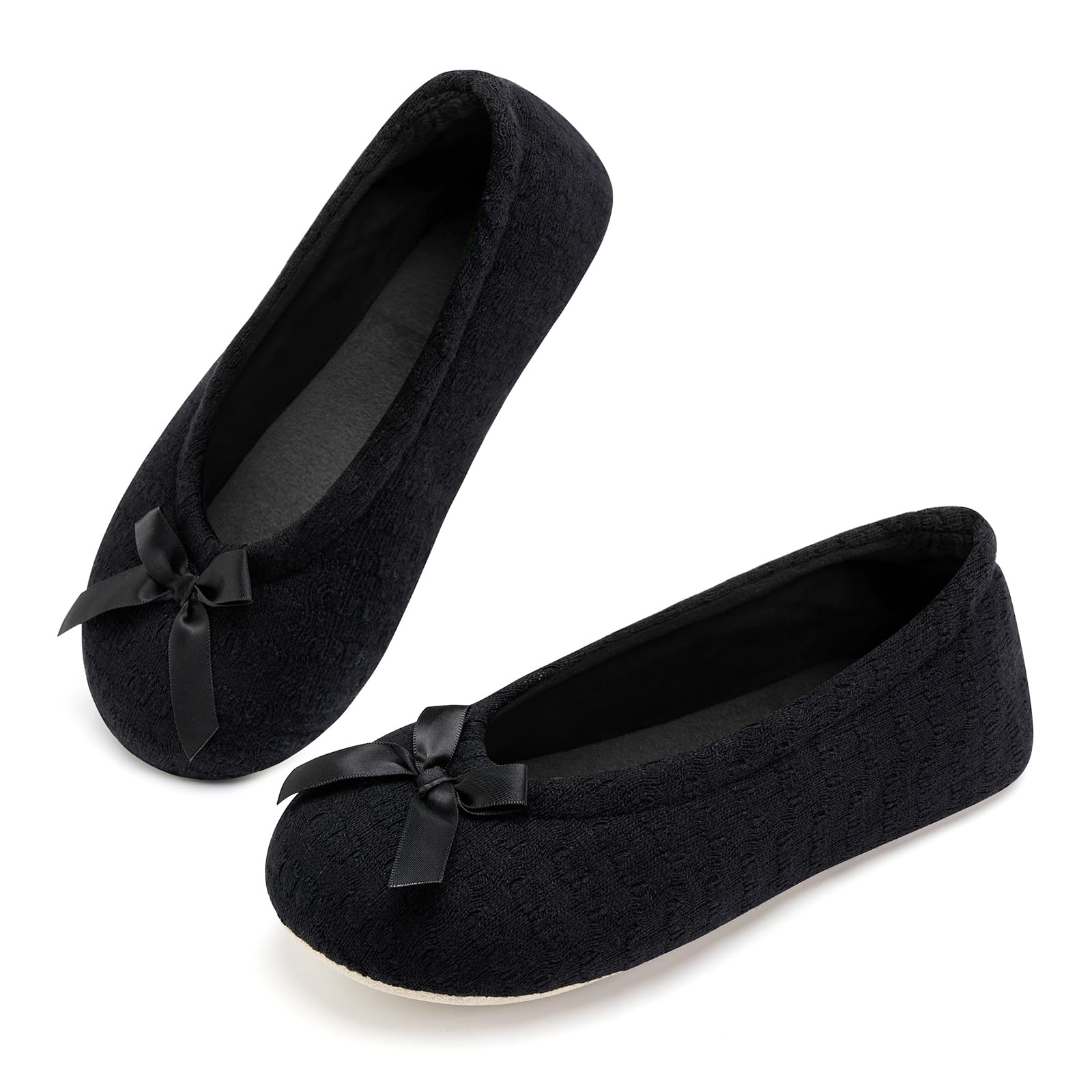 ANLUKE Womens Ballerina Slippers Fuzzy House Shoes Memory Foam with Non-Slip Sole
