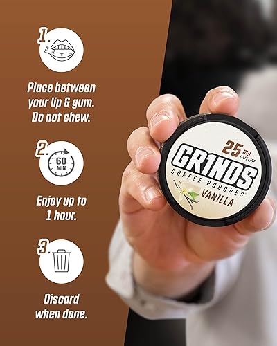 Miniatura 6 de Bolsas de café Grinds  3 latas de vainilla  Sin tabaco, sin nicotina alternativa saludable  18 bolsas por lata
