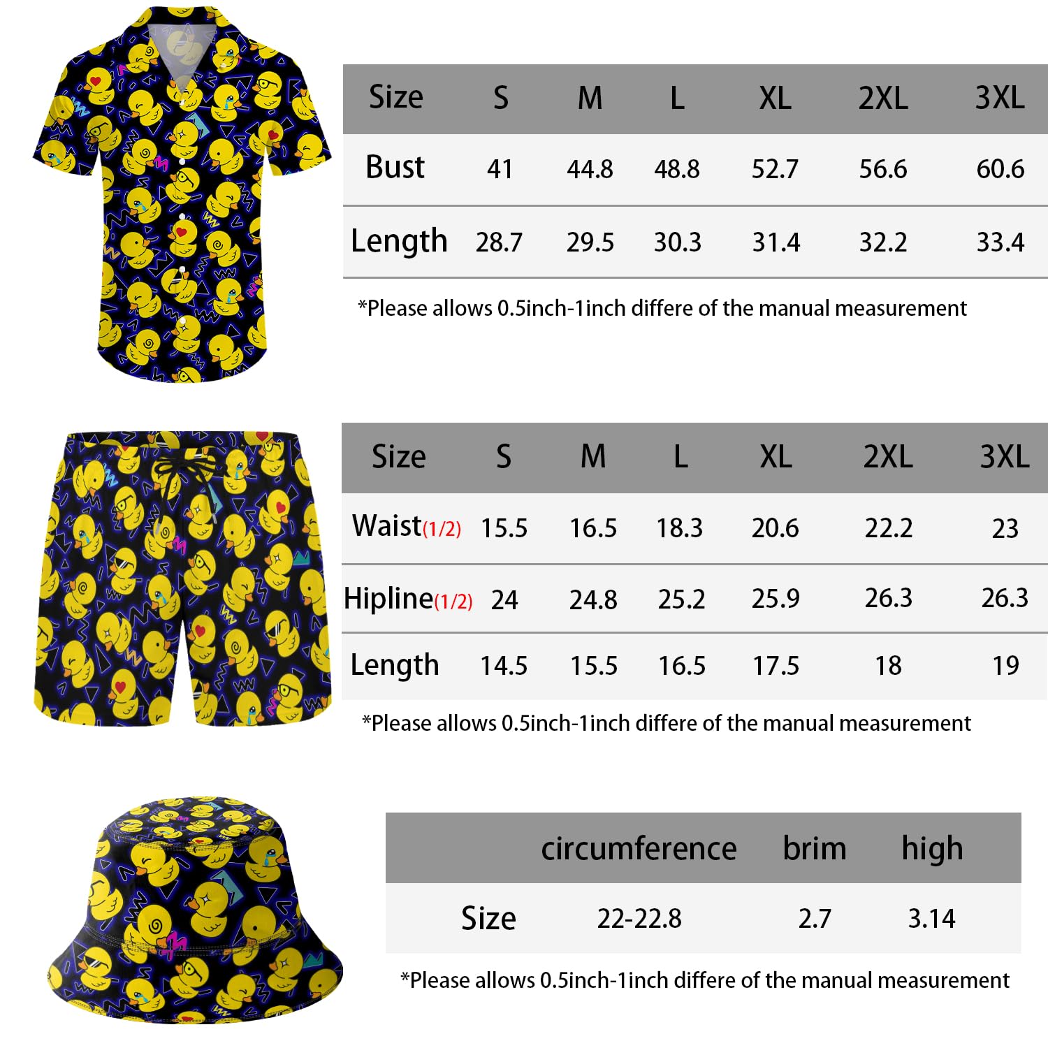 Conjunto de camisa y pantalones cortos hawaianos para hombre, conjunto de 2 piezas de los años 80 y 90 para hombre, traje de manga corta con botones y sombreros de pescador