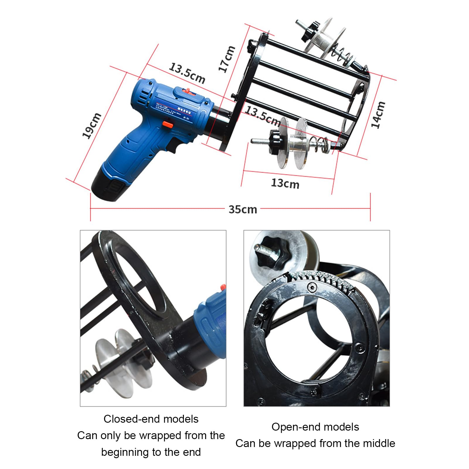 Máquina de envoltura de cinta eléctrica, herramienta de bobinado de bridas de cables, herramienta de bobinado de 7 cm para instalación de aire acondicionado, herramientas manuales