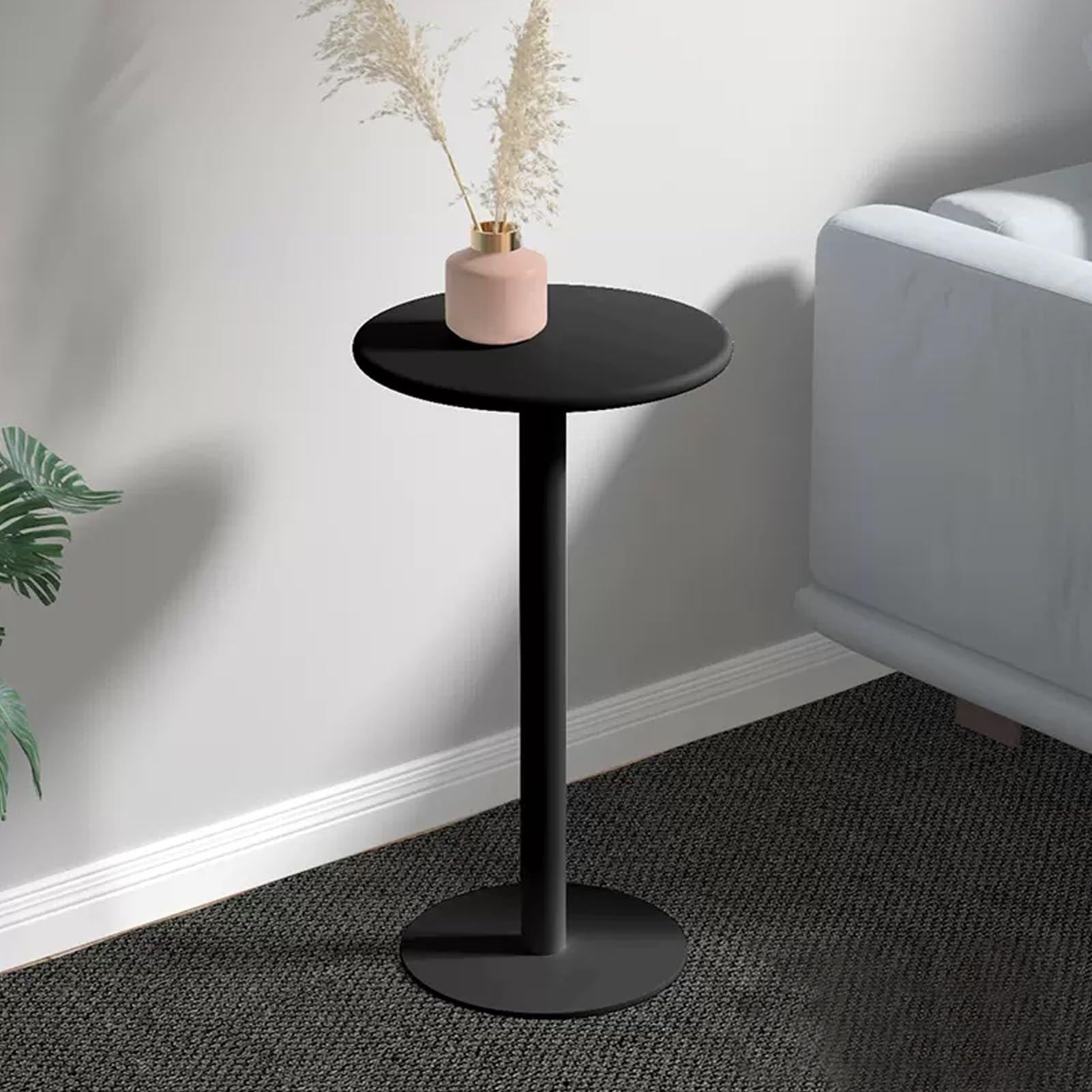 Table haute table d'appoint ronde noire en fer forgé pour cuisine et bistrot