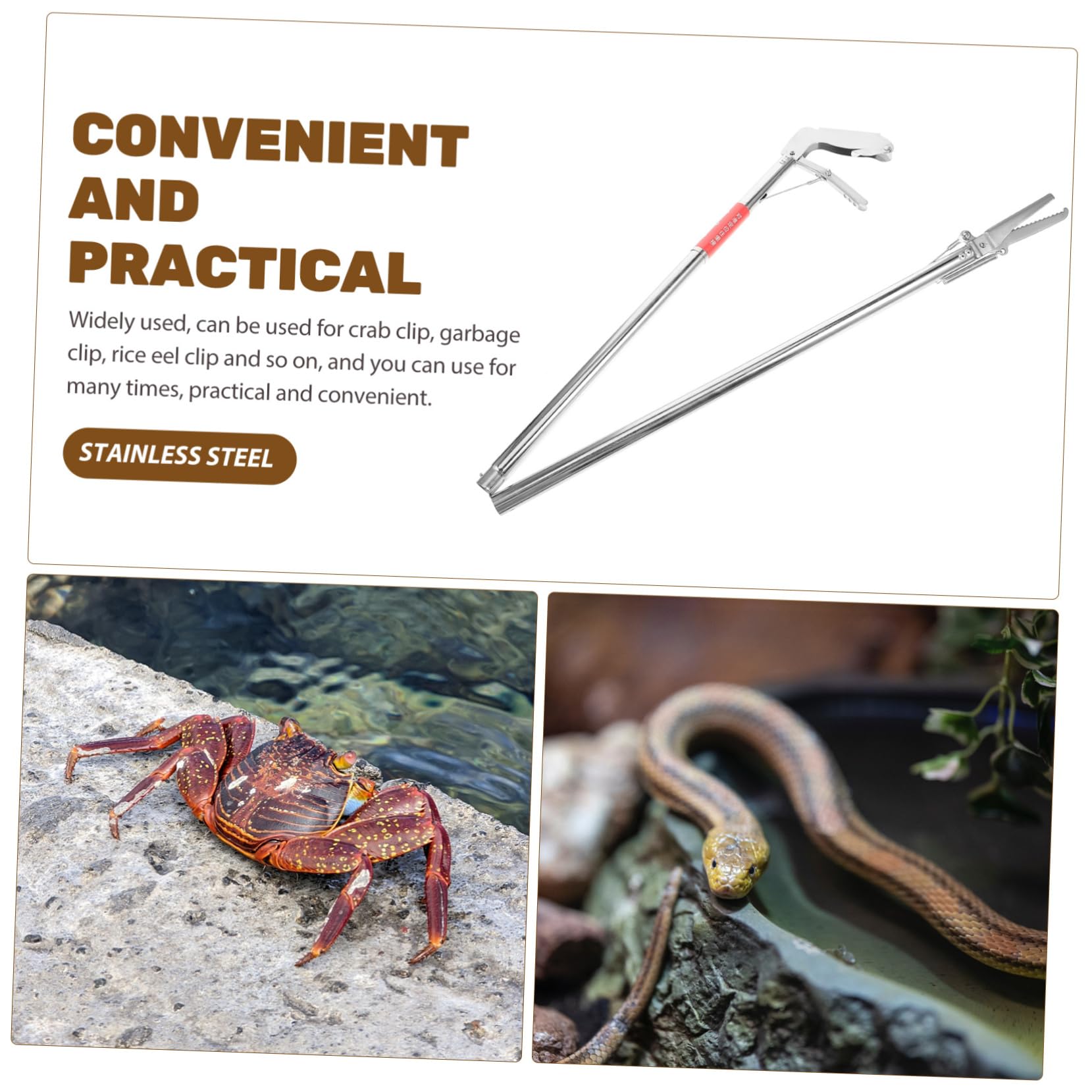 Pinces à Serpents en Acier Inoxydable Antidérapantes, Pliables et Portables, Outil Multifonctionnel pour Jardin et Activités Extérieures