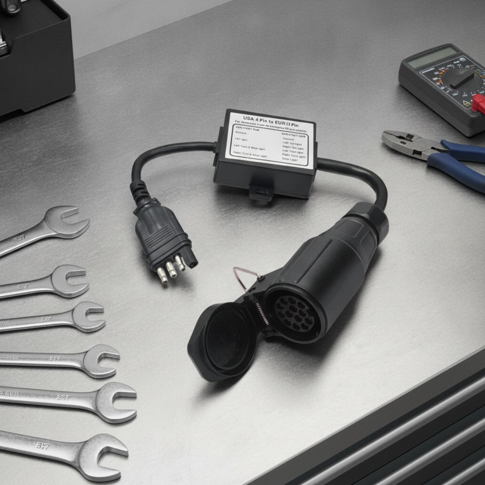Adaptador Remolque con Tapa Antipolvo | resguardado Polvo, Plug and Play, Convertidor Señal Freno para Remolque, Caravanas