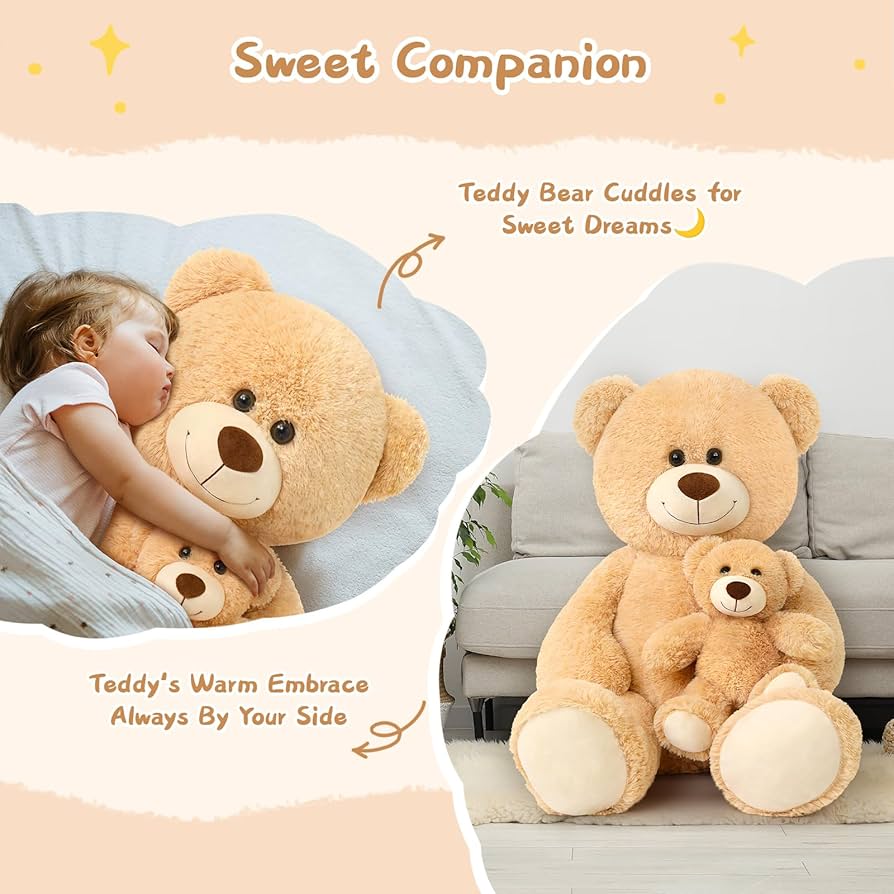 Amazon.com: Muiteiur 39 Inch Giant Teddy Bear, Fun Mom Bear Plush