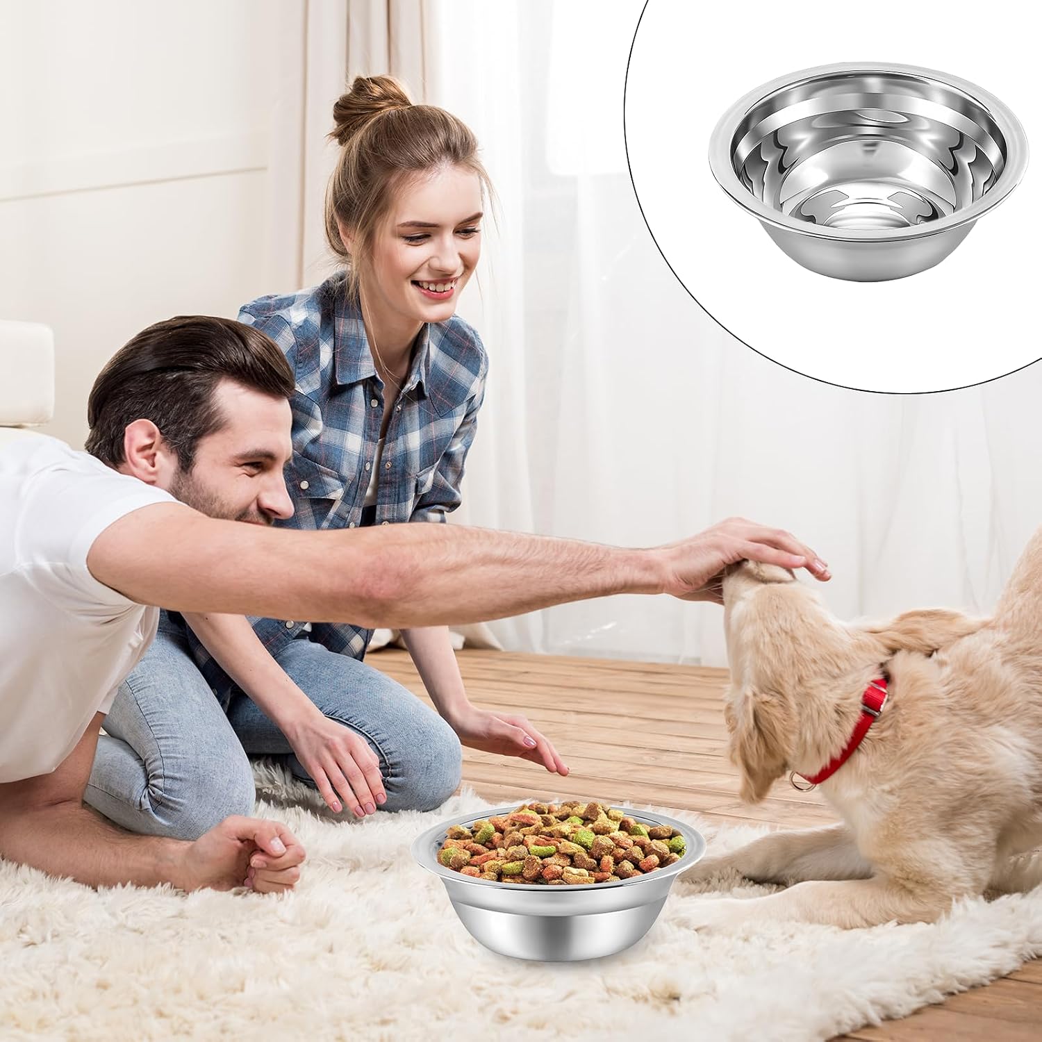 30 Pcs Stainless Steel Metal Dog Bowls Bulk Small Metal Dog Food Water Container Replacement Lightweight Bowl for Small Medium Large Dogs, Dishwasher Safe (5.5 Inch)