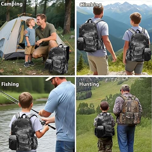 Miniatura 7 de Mochila para exteriores con múltiples bolsillos, impermeable y duradero, adecuado para viajes de campamento al aire libre y uso diario (negro)