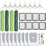 26 Replacement Parts for iRobot Roomba i7 i7+ i3 i3+ i4 i4+ i5 i5+ i6 i6+ i8 i8+ E5 E6 E7 Robot Vacuum Accessories, 2 Rubber Roller 8 Filters 8 Side Brushes 8 Vacuum Bags（NOT Fit the Combo J7+）