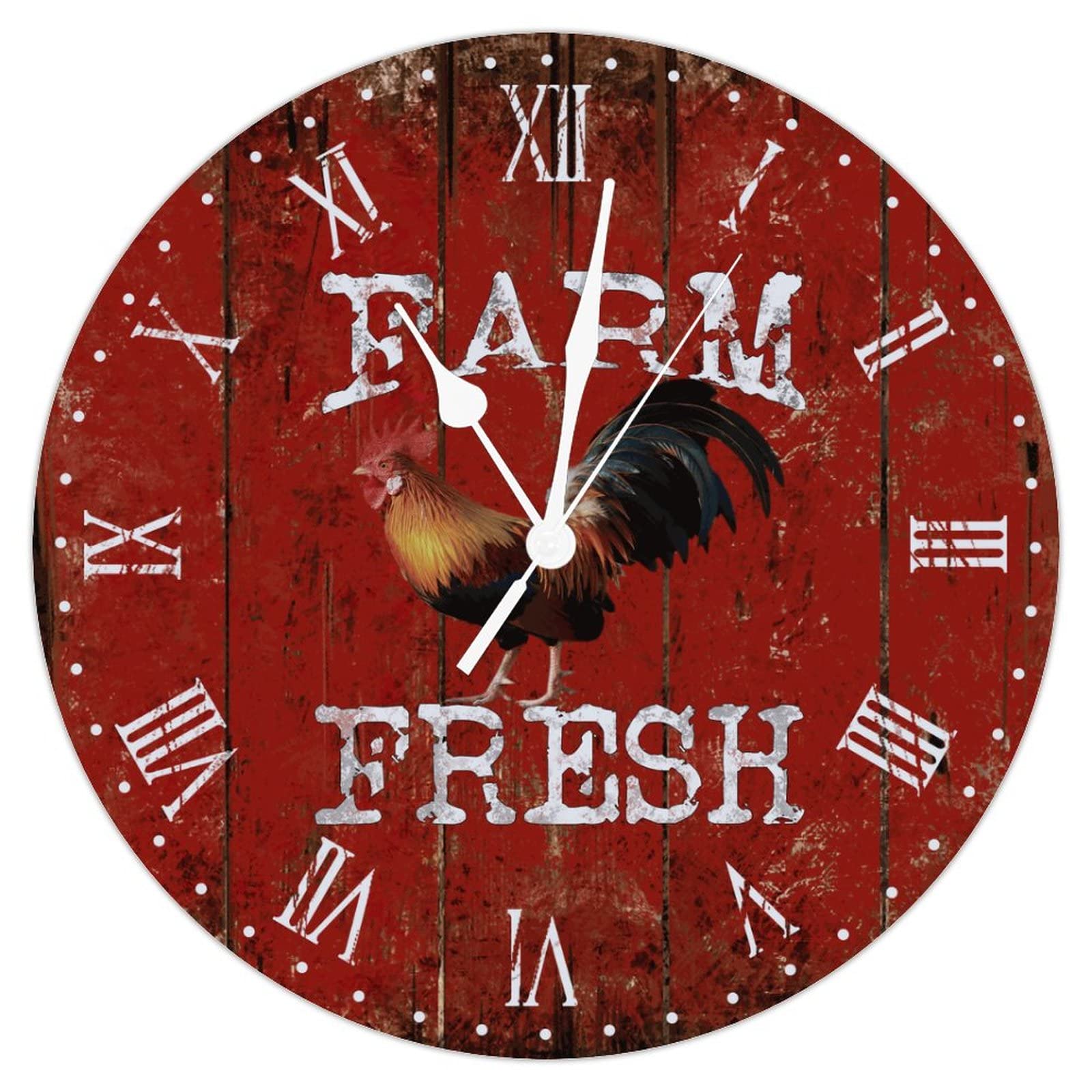 Horloge murale coq en bois de 38 cm style campagnard toscan