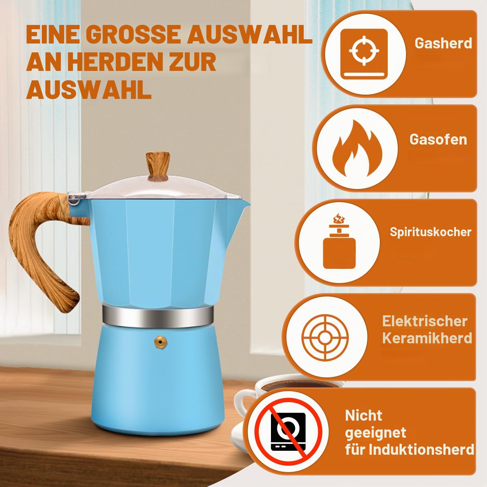 3 Tasse Aluminium Espresso Stovetop Moka Pot Express Kaffeemaschine Perkolator italienischen klassischen Mokka Kaffeemaschine für und kubanische Cafe Brauerei für Haus & Camping 150ml 5oz