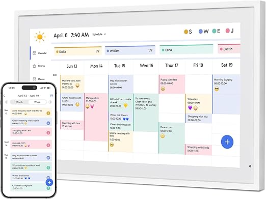 Dragon Touch 21.5 inch Digital Calendar Chore Chart – Interactive Touchscreen, Smart Family Planner, Hearth Display Desk Digital Calendar Seamless Scheduling