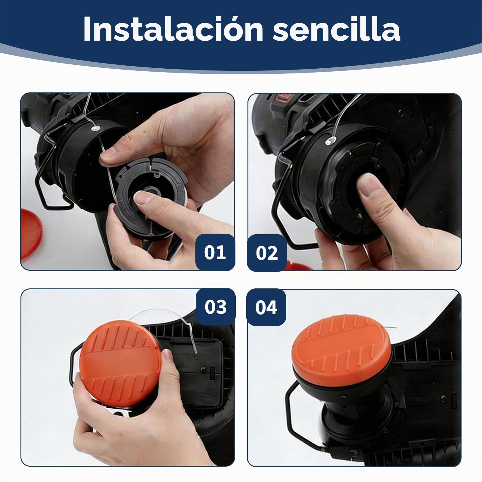 6 Piezas Bobina de Hilo para Einhell, Bobina de Repuesto para Einhell TLE-03 Cortacésped, Compatibles con GE-CT 18/28 Li, GE-CT 18/28 Li TC, Cable Nylon 1,6 mm, 4,9 m Longitud, Alimentación Automática
