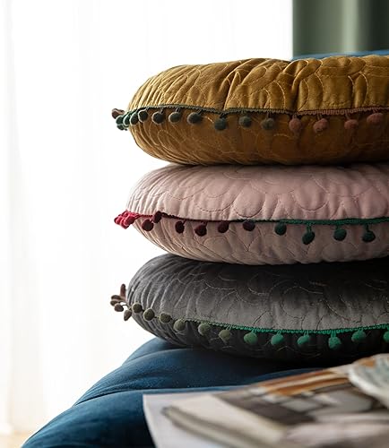 Miniatura 3 de Cojín redondo grueso para sofá, meditación, sala de estar, ventana, balcón, decoración (15.7 pulgadas, gris)