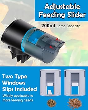 Automatic Fish Feeder for Aquarium - Rechargeable Fish Food Auto Dispenser Vacation Turtle Feeder with USB Charger Cable,LCD Screen, Customized Schedule (Blue)
