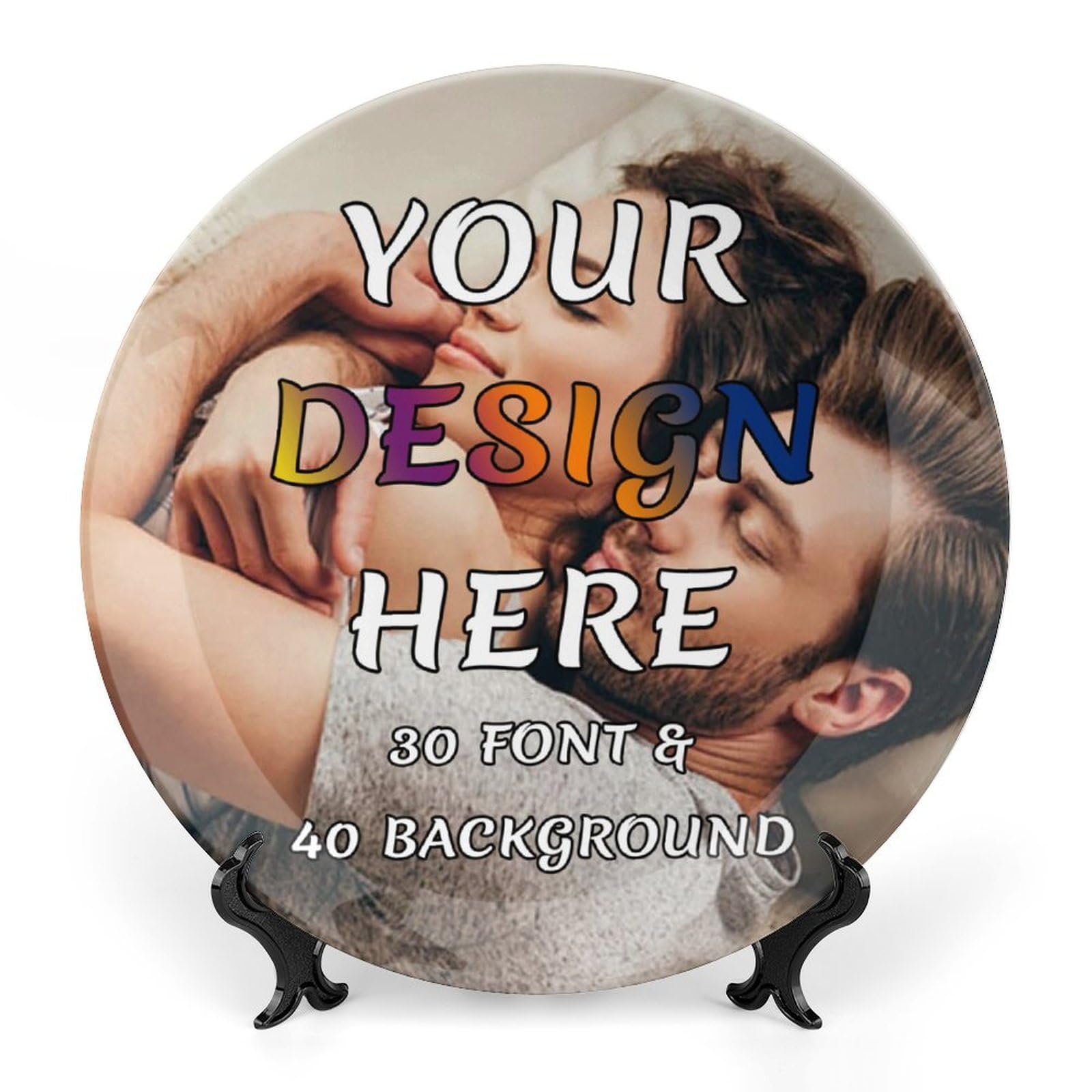 ARJOTCB Custom Photo Ceramic Decorative Plates Customized Bone China Add Your Own Text Photo Design Decorative Plate For Living Room Dining Room