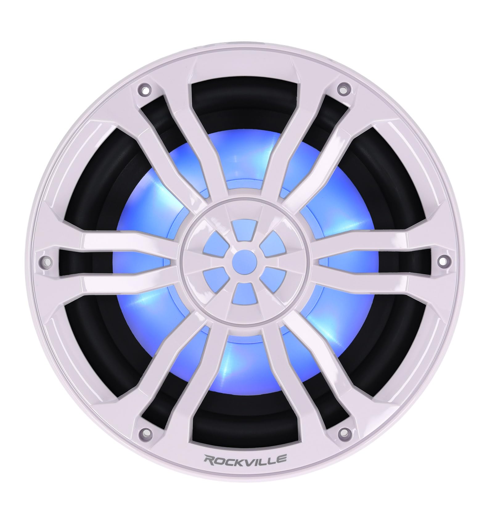 Rockville RM-PREMIUM102 White Marine Boat 10" Free Air Subwoofer, RGB LED