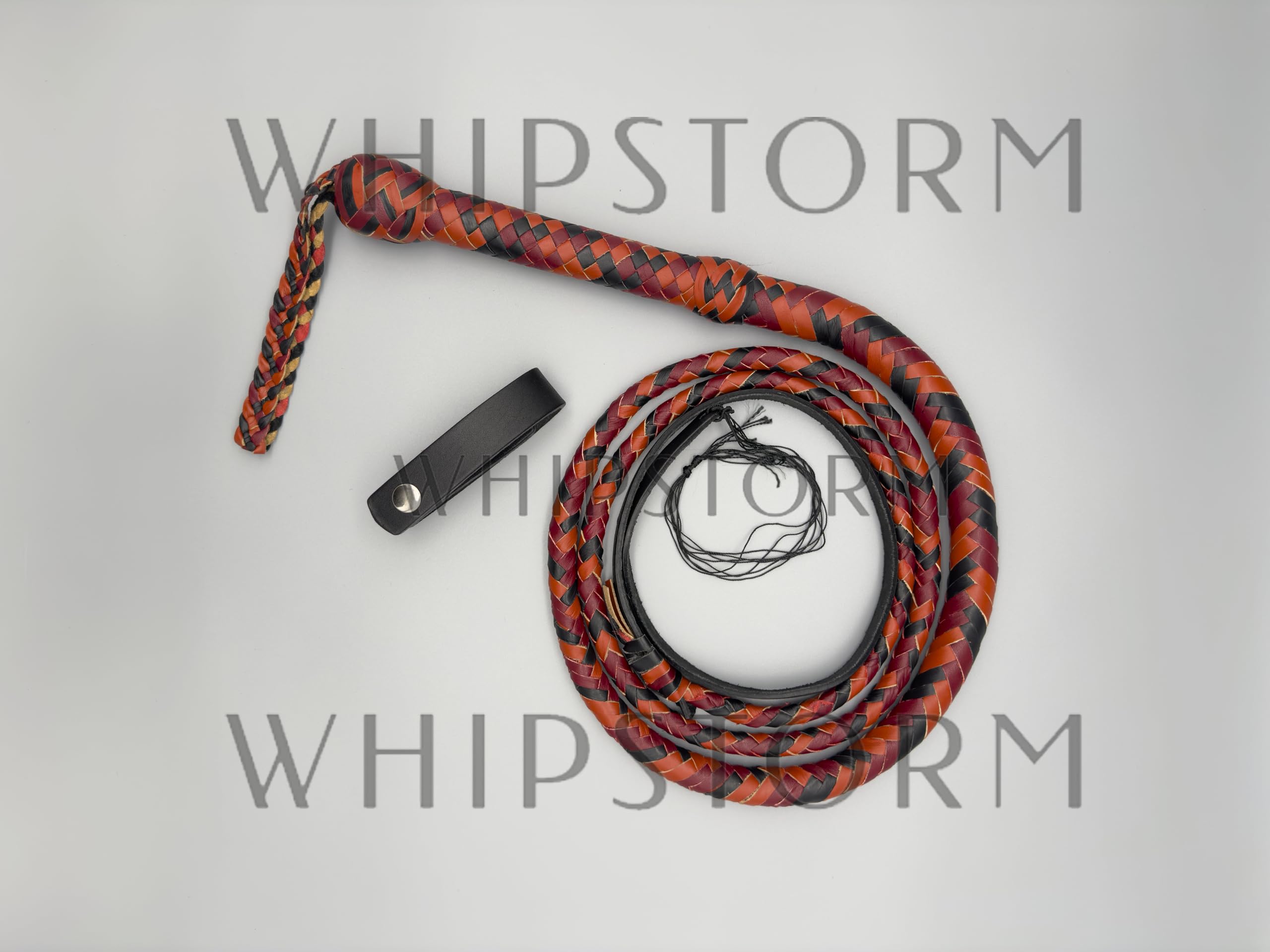 Generisch Echte Bullenlederpeitsche Bullwhip Mehrfarbig in 3FT bis 8FT, handgemacht mit 12 Stränge (4FT ~ 122cm)