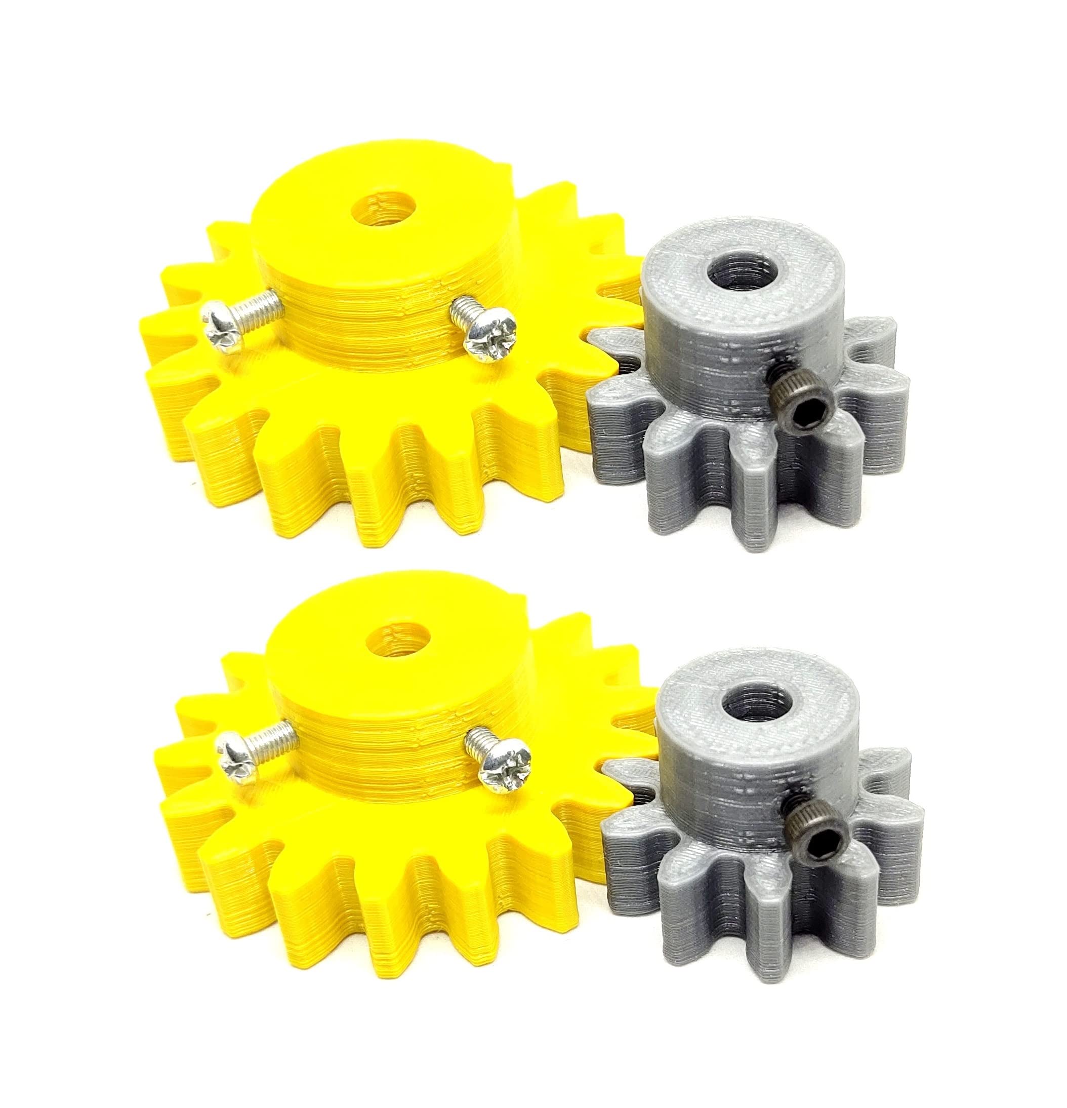 INVENTO 2pcs 3D Printed Plastic Spur Gear 10 Teeth (30mm dia) + 18 Teeth (50mm dia), 10mm Width, 5mm hole, 2.5 Module for DIY Projects