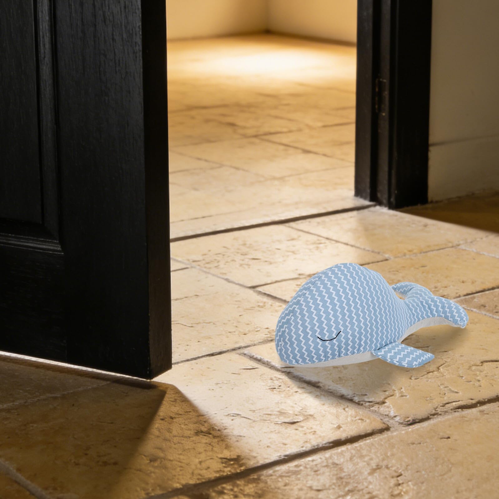 Tope de Puerta Anticolisión de Tela Diseño de Ballena Azul Oscuro, Bloqueador de Viento Creativo para Hogar y Oficina, Accesorio Decorativo Infantil y Protección Estable