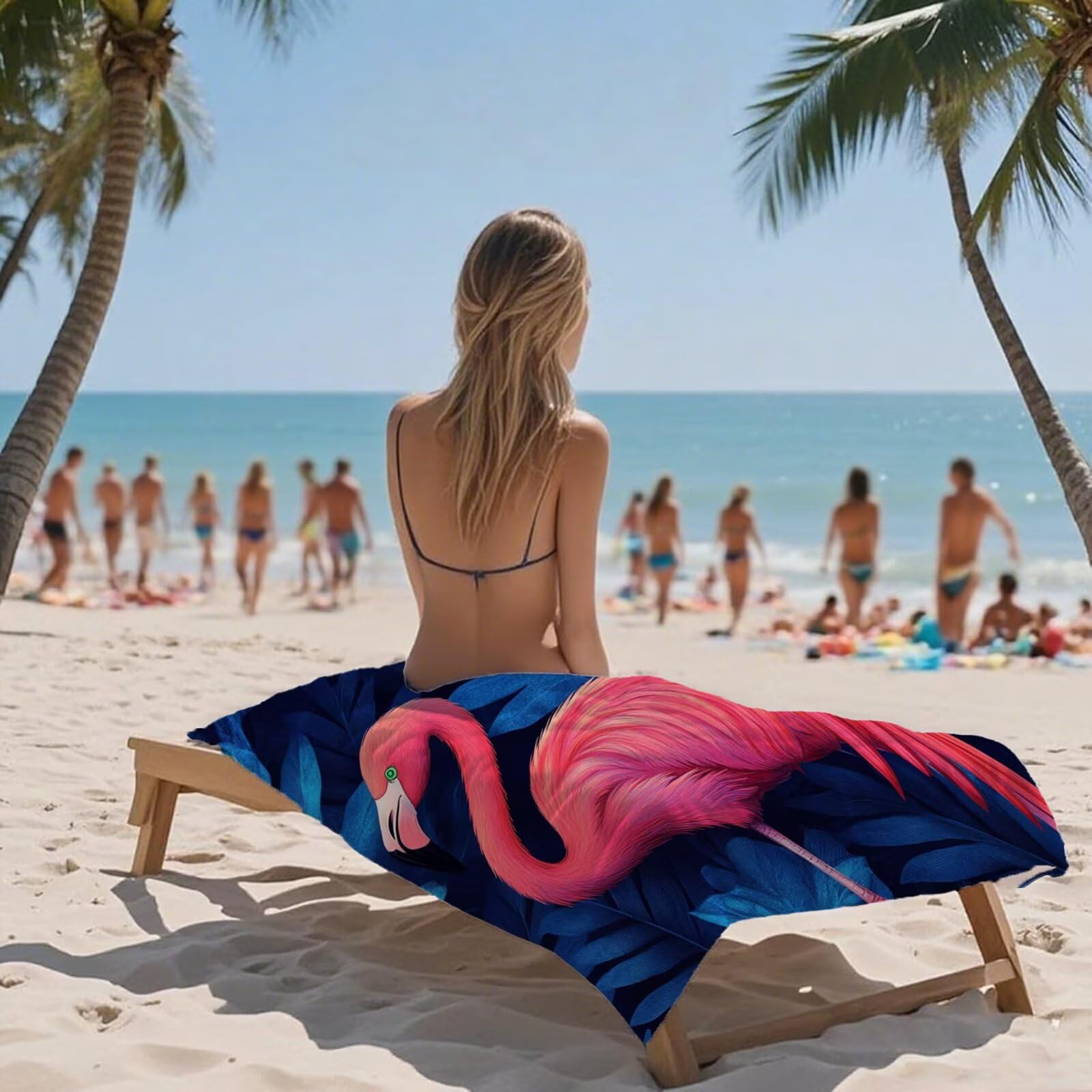 Ręcznik plażowy granatowy ręczniki plażowe dla dorosłych 220 x 100 cm flaming ręcznik z mikrofibry ręcznik kąpielowy bez piasku, chłonny szybkoschnący lekkie akcesoria plażowe do pływania, wakacji