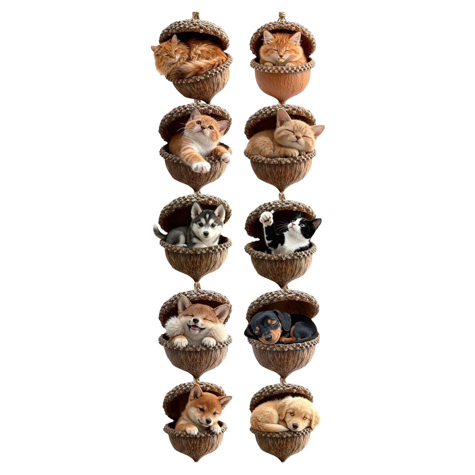 10pcs Pine Cone Animal Miniature Animal Ornaments 2D Acrylic Hanging Ornament Christmas Tree Hanging Decoration Christmas Outdoor Decorations