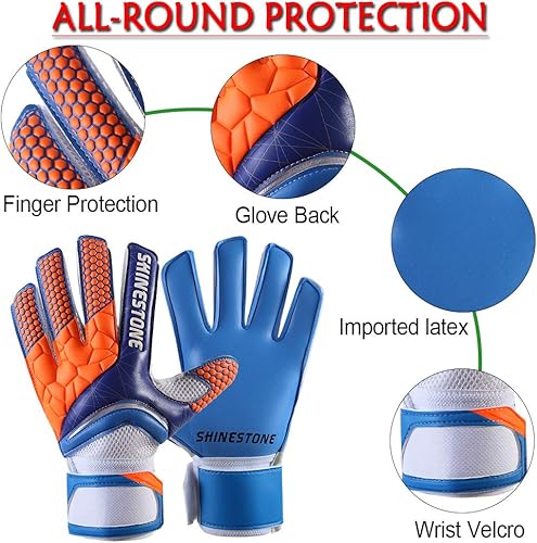 Miniatura 8 de Shinestone Guantes de portero de portero para jóvenes y adultos, guantes de portero de fútbol con fuerte agarre y protección para los dedos para