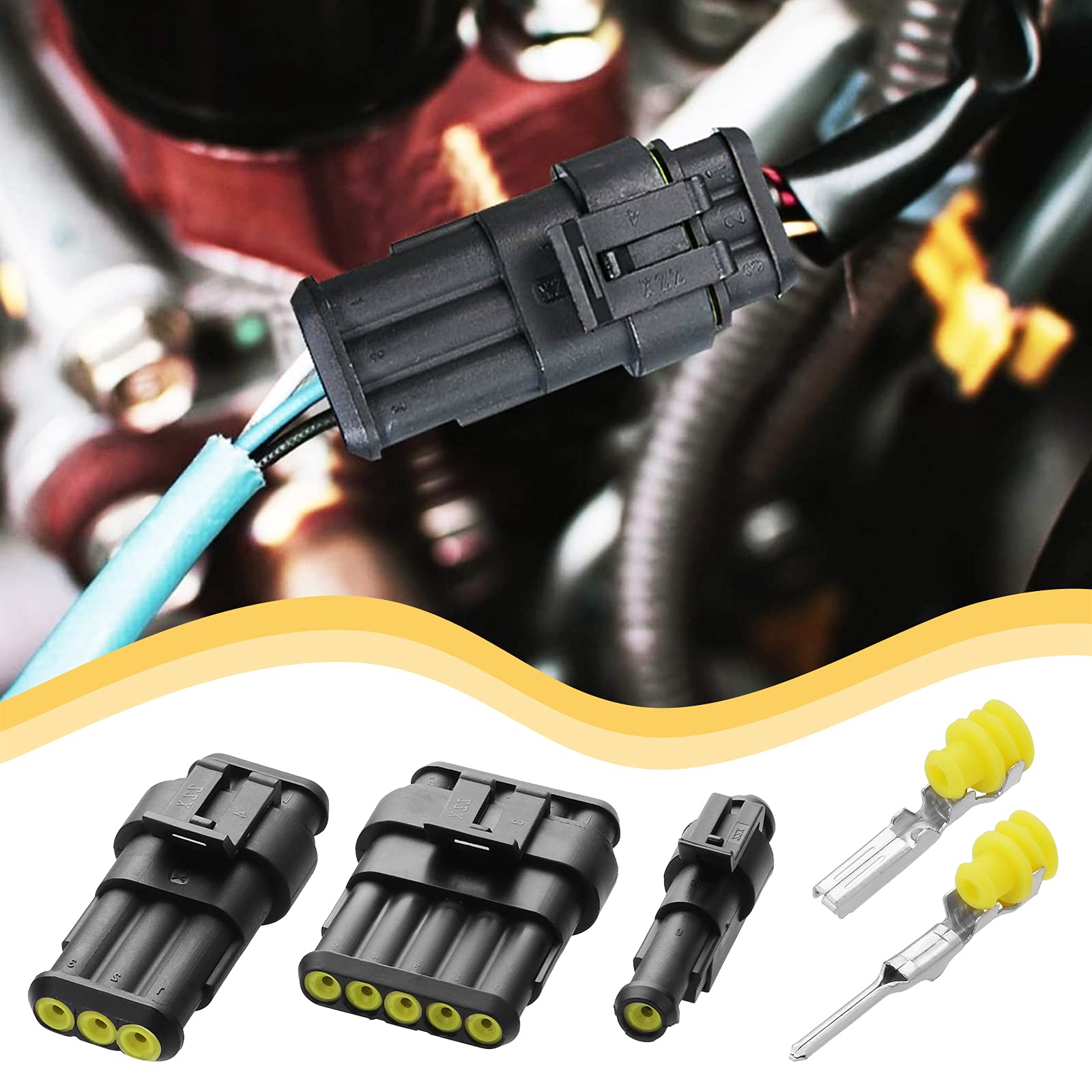 622 Pièces Imperméable à l'eau Connecteurs, Connecteurs Étanches pour Voiture à 1/2/3/4/5/6 Broches mâle/femelle avec fusibles à lame automobile pour Bateaux Camion Scooter Moto, 23-16AWG