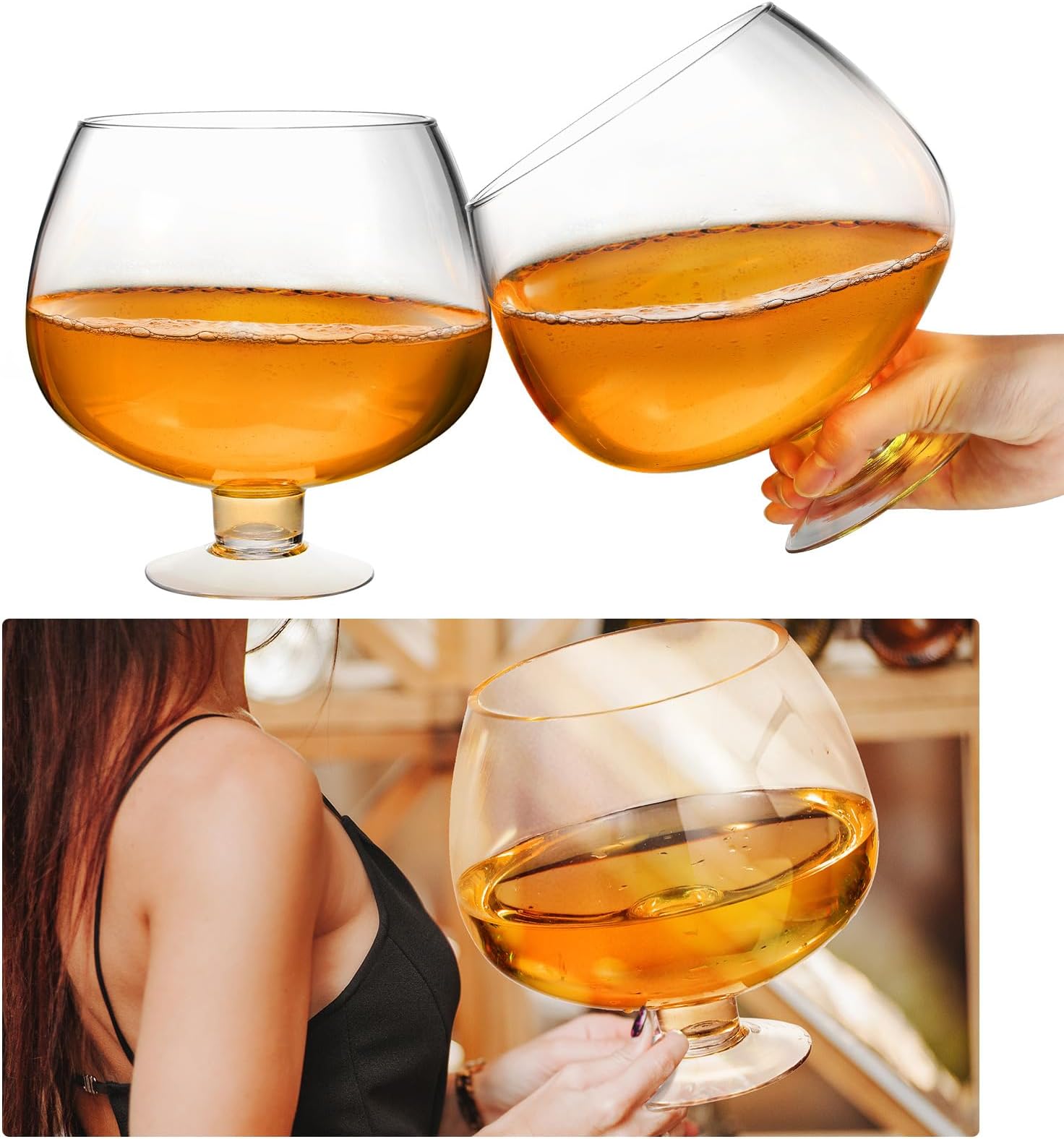 2 Pieces 2000 ml Huge Brandy Glass 67 Oz Oversized Brandy Cognac Snifter Glasses Dishwasher Safe Fish Bowls for Drinks Large Capacity Bar Wine Surprised Drinkware for Party Restaurants Wedding Home