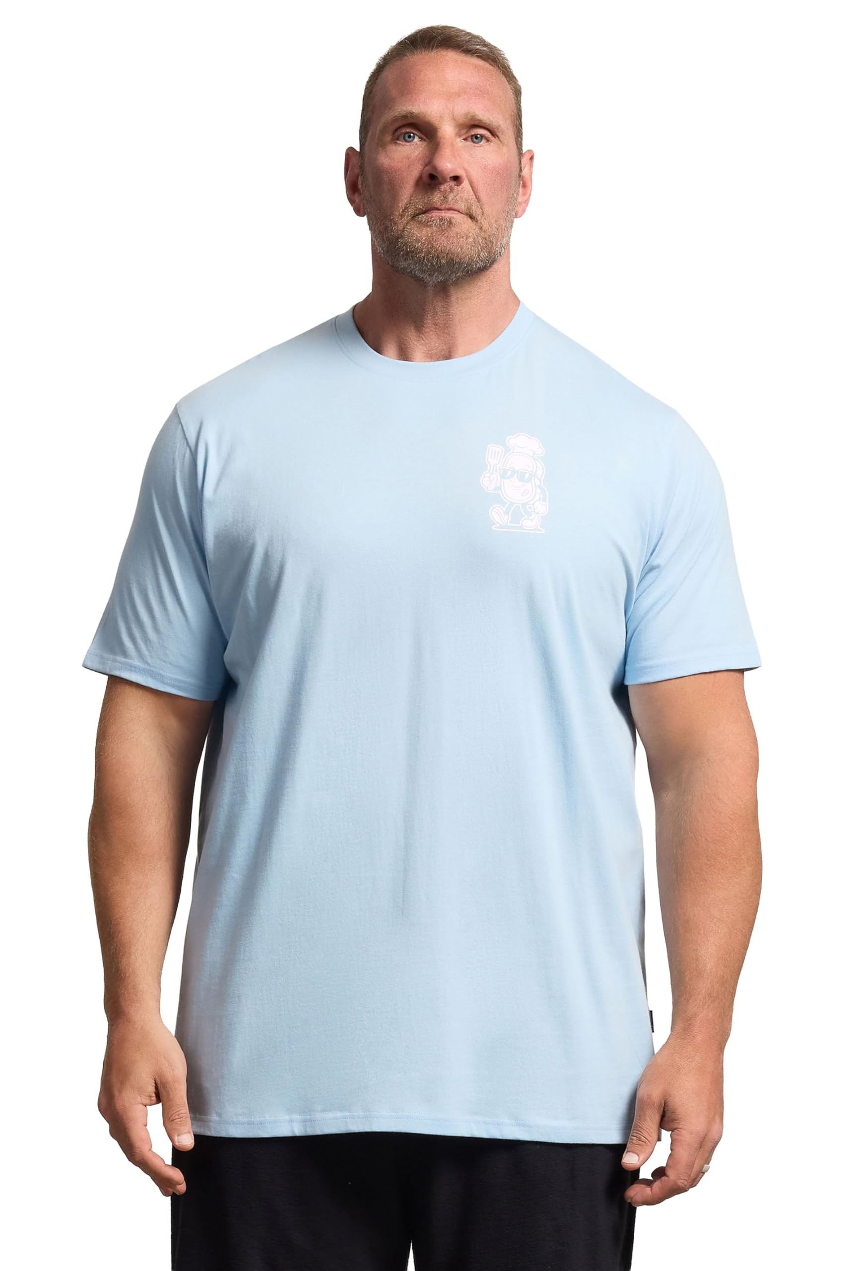 Badrhino Men's Light Blue Big & Tall Blue Extra Long 'Meat Grill' Graphic T-Shirt - Plus Size Curve