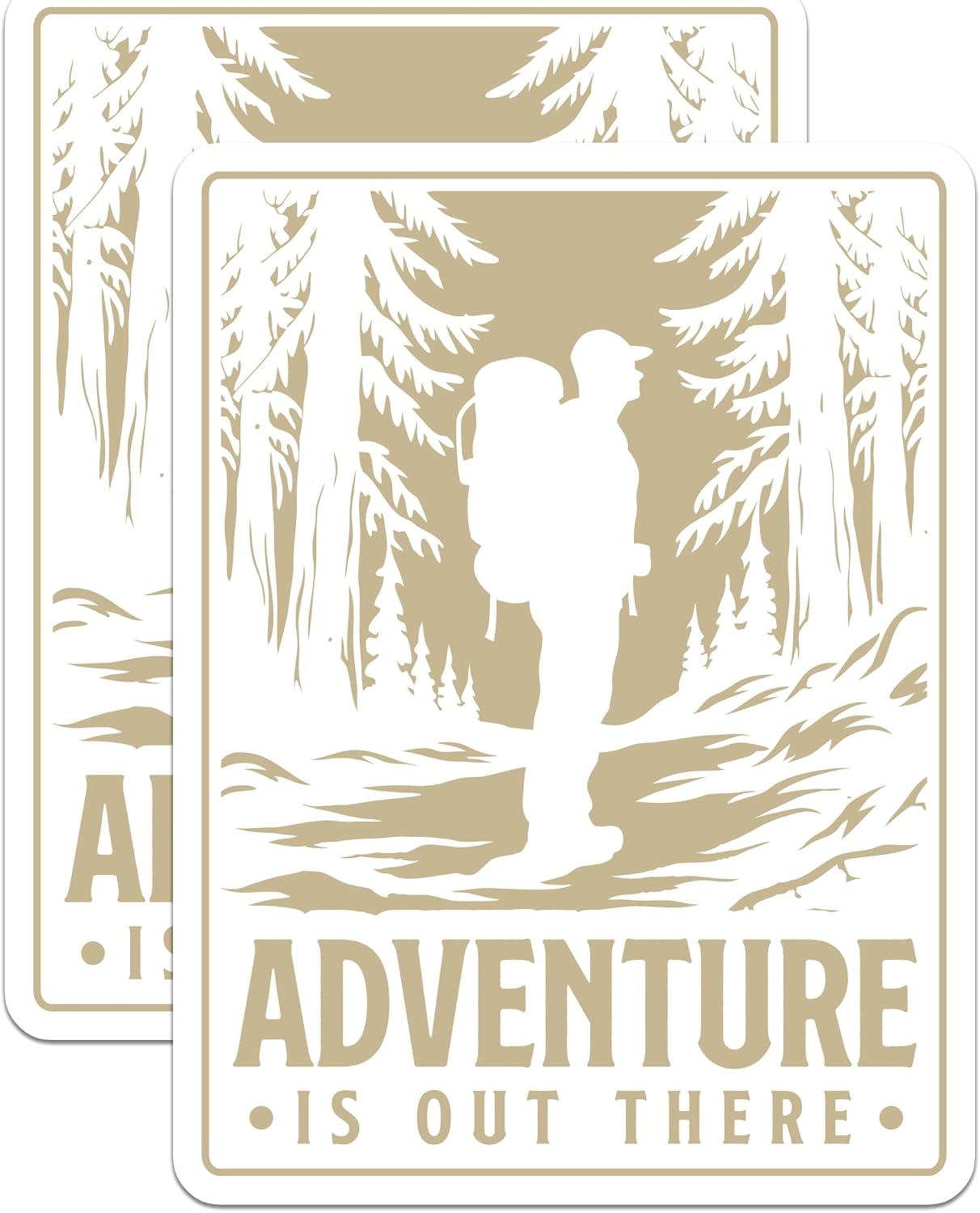 (2 Pack) Adventure is Out There Magnets - Hiker Camping Backpacking - Outdoor Nature Forest Travel - 5 Inches On Longest Side - Thick Durable Magnet - Made in USA - MAG41180