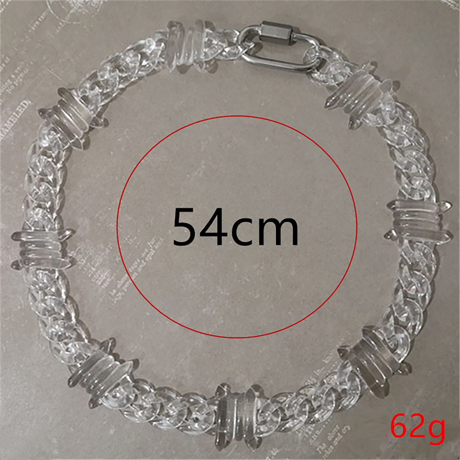 Collana acrilica esagerata, Gioielli da Colletto a Catena Acetato Vintage Personalizzati per Donne uomini-21,2 Pollici Trasparenti 1