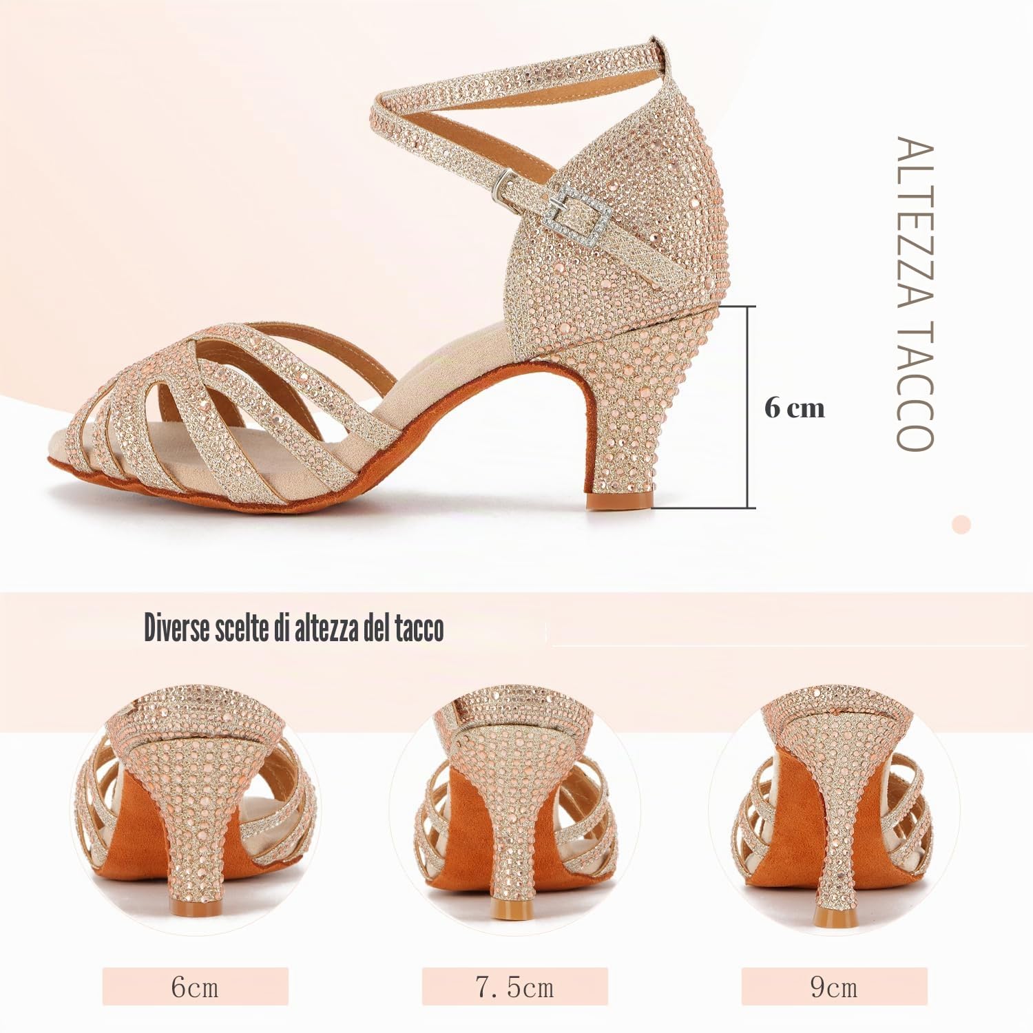 Scarpe da Ballo per Donna Salsa da Ballo Latino Scarpe da Ballo Aperte in Punta per spettacoli di Nozze per Feste sociali per Principianti