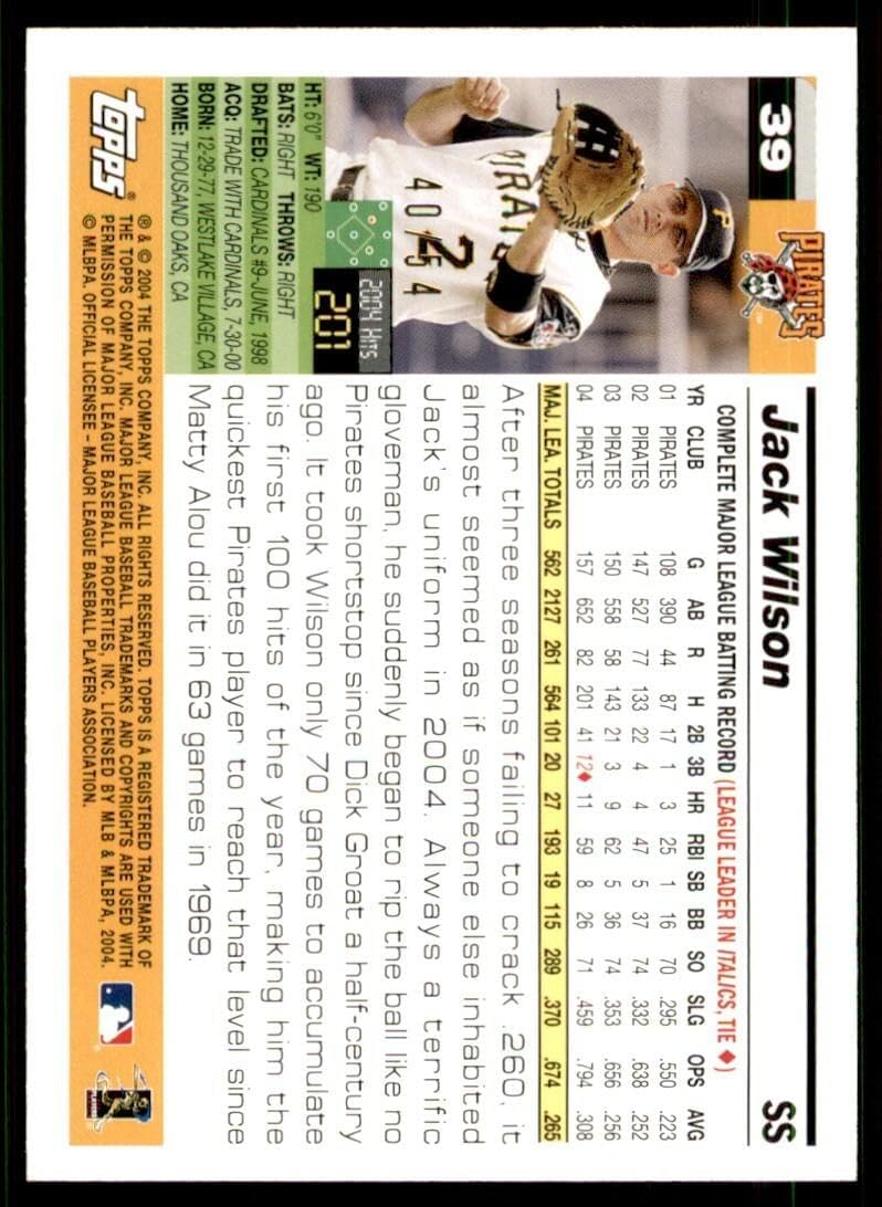 Jack Wilson Card 2005 Topps #39 - Slabbed Baseball Cards