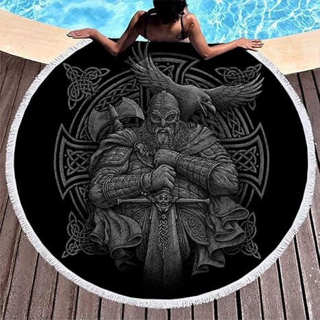 Cool Keltisch Odin Krieger Schwert Axt Rabe Kreuz Knoten Kunst Druck Runde Strandtuch Mit Quasten Wikinger Helm Geist Nordisch Legende Stranddecke Franse Strandwurf 59 Inch Amazon De Kuche Haushalt Wohnen