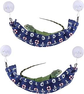 Tfwadmx 2 Pcs Bearded Dragon Hammock Lizard Lounger Reptile Hammocks with 2 Suction Cups Gecko Climbing Toys Reptiles Tank Accessories for Chameleons Snakes 13“ x6.3”