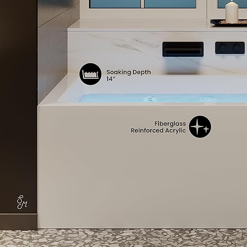 Vista 18 de Swiss Madison Avancer - Bañera de hidromasaje rectangular de drenaje para alcoba con delantal, 60 x 36 pulgadas, color blanco brillante (SM-AB590)