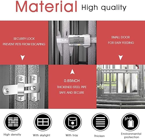 Miniatura 25 de SMONTER - Jaula para perros resistente de 38 pulgadas con ruedas, corralito de metal sólido para mascota con dos cerraduras para evitar escapes