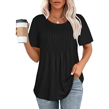 Womens T Shirts Short Sleeve Tops Dressy Casual Blouses Pleated Front Summer Outfits 2026