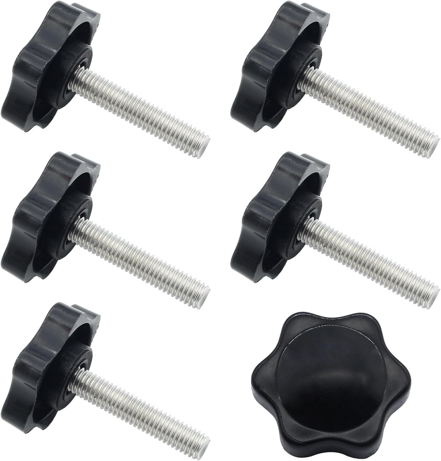 LifCratms 6 Pieces M6 x 40mm Thread Star Knobs, Plastic Hex