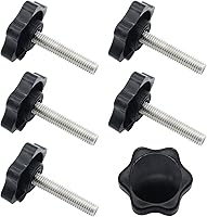 Vista 16 de Pomo de estrella de rosca M8 x 1.575 in, 4 unidades, mango de sujeción hexagonal de plástico, tornillo de apriete manual para reemplazo de base