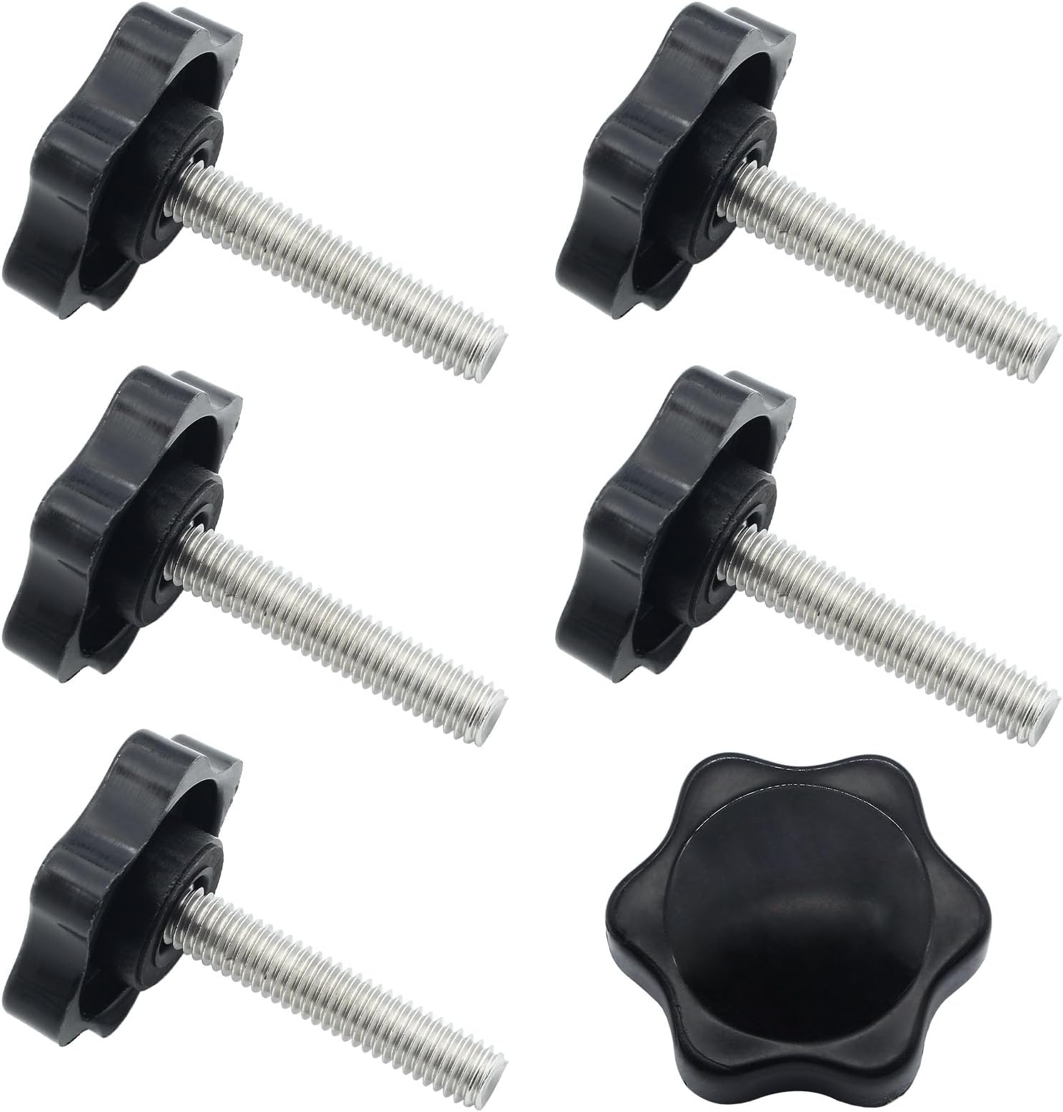 LifCratms 6 Pieces M6 x 40mm Thread Star Knobs, Plastic Hex Shaped Clamping Knob Handle Hand Tightening Screw Knob for Umbrella Base Replacement