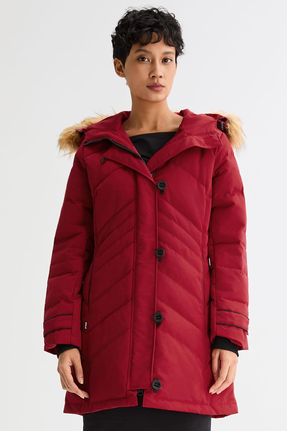 Orolay Women's Hooded Slim Puffer Jacket Quilted Mid Length Winter Down Coat - Image 6