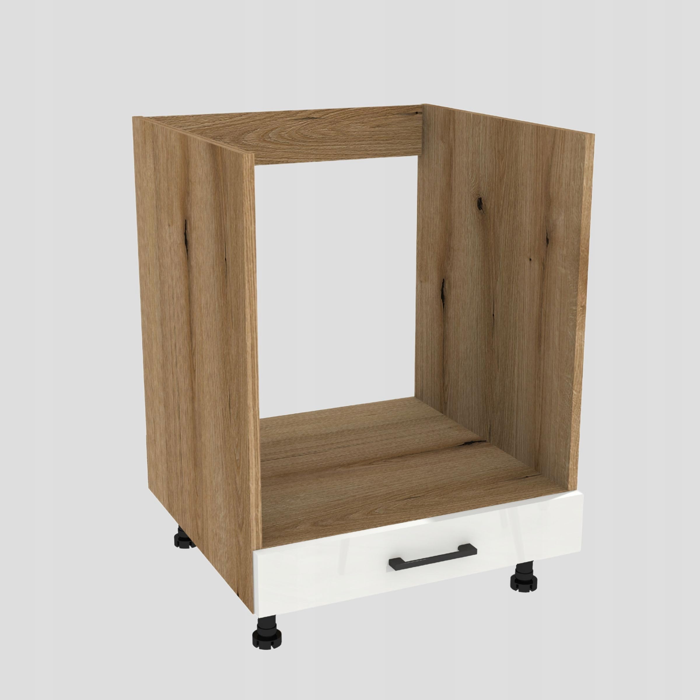 Capri Backofenschrank Unterschrank Küche 60×82×52,8 cm für Einbau-Backofen - Küchenschrank modern & stabil mit Tür - Soft-Close Scharniere - Eiche Evoke, Front Weiß matt