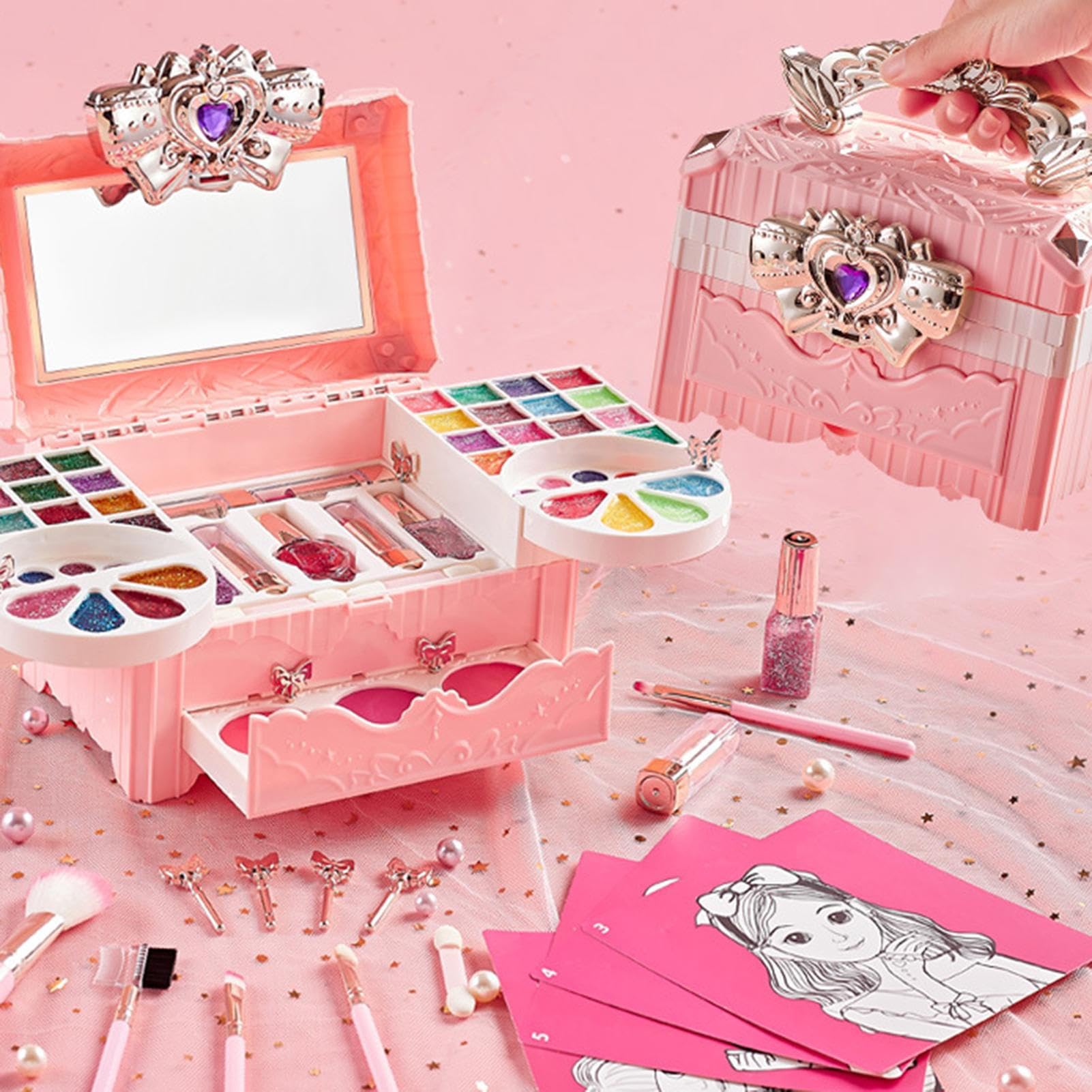 Makeup d'imitazione, cosmetici realistici ed educativi, set di trucco per ragazze finte – idea regalo per feste di compleanno, Natale, travestimento e libero